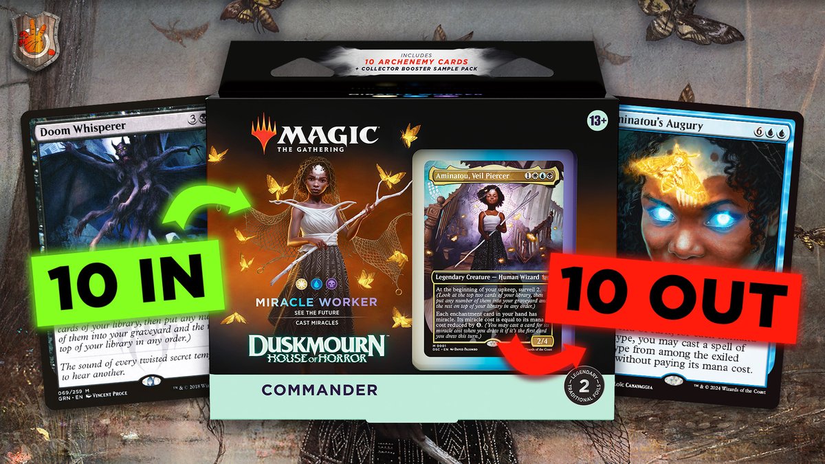 commandcast's tweet image. If you've ever been on the wrong side of a Commander game and thought, “I’d need a miracle to win" well, you're in luck! 

We're here to help make that happen with our UPGRADE GUIDE for the "Miracle Worker" precon from #MTGDuskmourn.

Don't miss it:
youtu.be/0bM6dBnKjHw