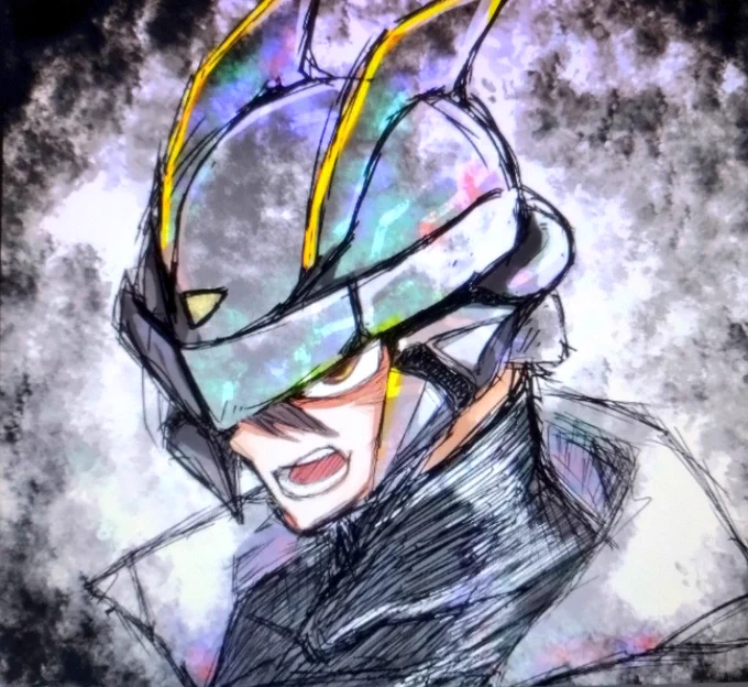 作業滞り過ぎて以前描いたオリキャラのフェイスON差分作ってた はよ仕事しろ