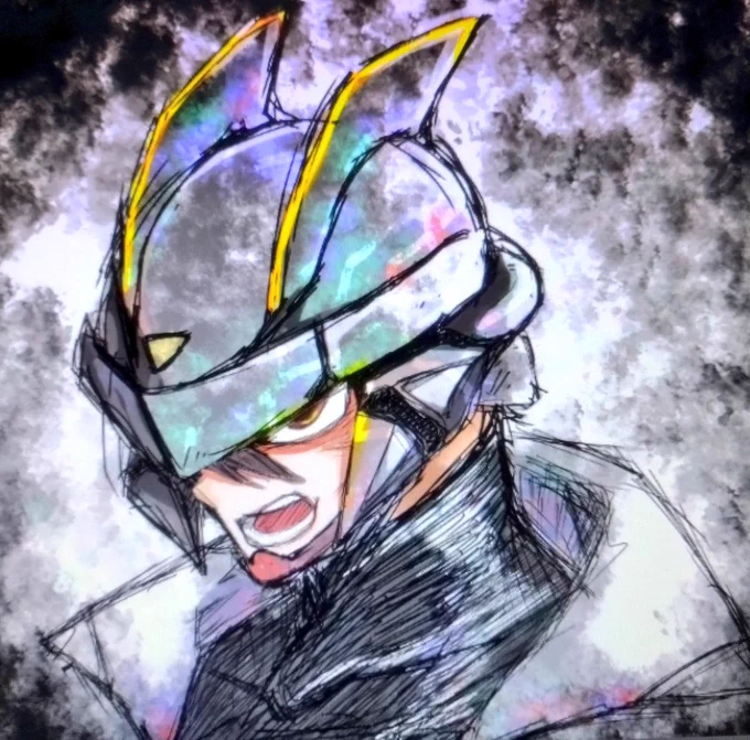作業滞り過ぎて以前描いたオリキャラのフェイスON差分作ってた はよ仕事しろ