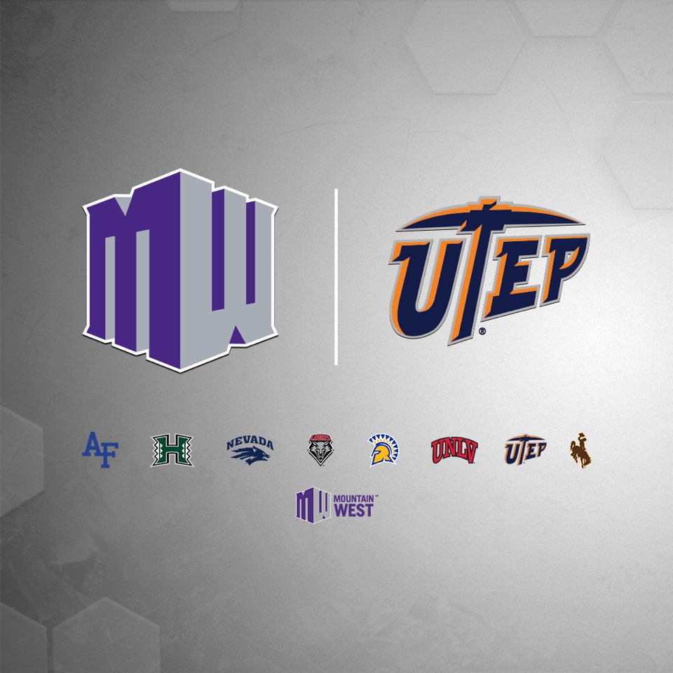 Mountain West Conference logo and the UTEP logo on a gray background. Other Mountain West team logos are included at the bottom of the graphic.