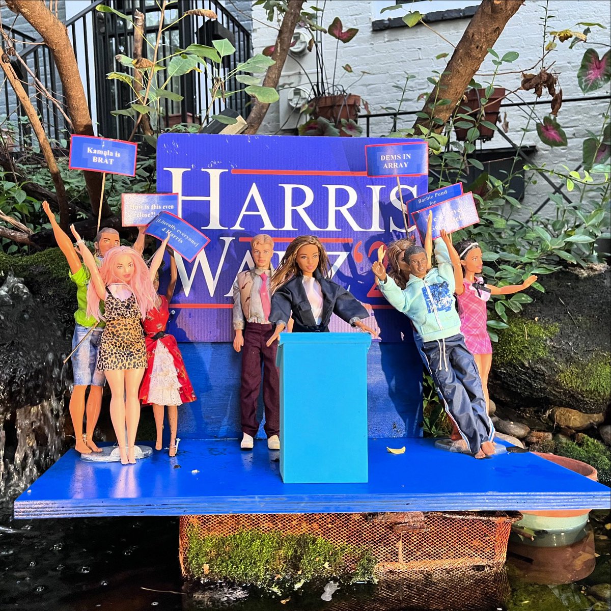 joeflood's tweet photo. The Barbie Garden has made its endorsement: Harris/Walz! Sorry JD… https://t.co/ErOpLrpCBY