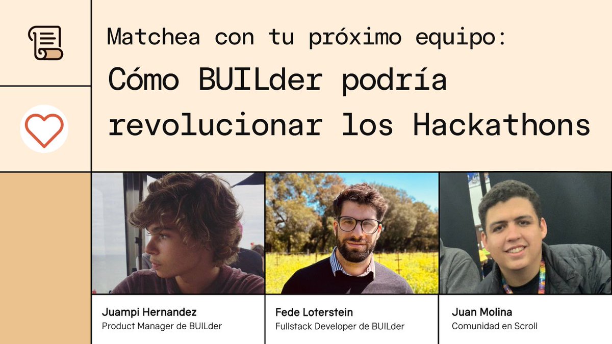 Scroll_ES's tweet photo. Únete a nosotros mañana en un livestream donde exploraremos el potencial de BUILder para revolucionar la creación de equipos en hackathons.

🎙️ Con la participación de: @juansit0xv2, @fedev_ y @HooCrypto.

🌍 Nos adentraremos en cómo BUILder busca conectar a desarrolladores y facilitar la colaboración en hackathons.

🇦🇷 🇧🇷 4pm
🇲🇽 🇭🇳 1pm

⏰ Activen sus recordatorios.