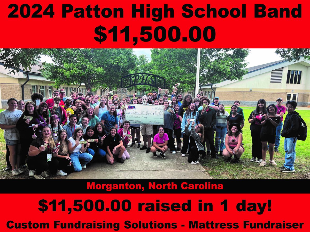 🎉 🎶Contratulations to Patton High School Band who raised $11,500 at their Mattress Fundraiser with CFS Charlotte! 💵 😱 #MattressFundraiser #RobertLPattonHighSchool #TheMattressFundraiser #PattonHighSchoolBand #BandFundraiser #fundraising #easymoney