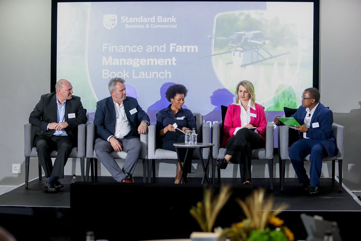 WandileSihlobo's tweet photo. We used this textbook, “Finance and Farm Management” during my undergraduate studies. At the time, it was called “Finance and Farmers”.

I think I speak for all South African agricultural economists in expressing deep gratitude to @StandardBankZA  for supporting the book for over 40 years – the first edition was in 1981.

It is also deeply gratifying to be one of the contributors to the latest addition. The South African universities will now use this newest addition in their classes.

But the book is truly for all practitioners in the sector, not just students. The latest chapters we added also have a policy angle, further enriching the book.

Thanks to Prof Andre Louw and Dr Mariette Geyser, who led the project. We launched the book today at Standard Bank.

Huge thanks to the Bank’s colleagues, Bill Blackie, Simone Cooper, Brendan Jacobs, Louis van Ravesteyn, Dieter Bruijns, Mc Loock, Esethu Ntwendala and Keneilwe Nailana.

Fellow panellists -- huge thanks to Kholofelo Thobejane, Danie Jordaan, and Melissa van der Merwe.

Many thanks to the contributors and all the folks who made this project a success.