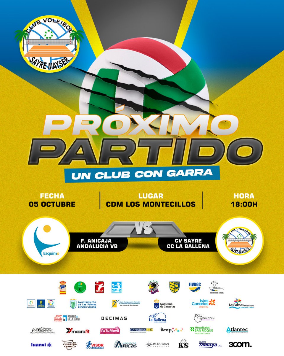 ✌️ Partido de la semana

🏆 Jornada1 #𝙇𝙞𝙜𝙖𝙄𝙗𝙚𝙧𝙙𝙧𝙤𝙡𝙖
🆚 F. Unicaja Andalucía VB
📆 Sabado 5 de Octubre de 2024
🏟 CDM Los Montecillos
⌚️ 17:00 hora insular canaria

<a href="/CCLaBallena/">CC La Ballena</a> 

#UnClubConGarra #GranDeporte #GranCanaria #GranDestino #MuchoPorVivir