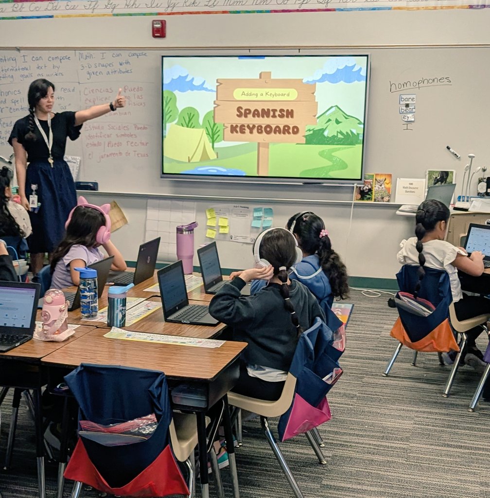 Our <a href="/jonesrisd/">Jones Elementary</a> 2nd graders in Ms. Chalambaga's class are mastering the Spanish keyboard on Chromebooks! 🎉 It's amazing to see them navigate technology to enhance the bilingual learning experience. #iloverockwallisd #edtech 🌍 #BilingualEducation #TechInTheClassroom #Chromebooks