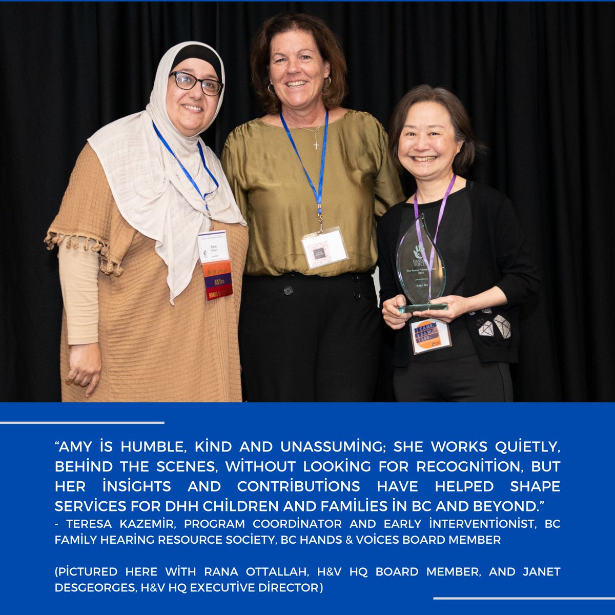 HandsandVoices's tweet photo. Congratulations to the 2024 Seaver Vision Award Winner Amy Ho. Amy has been a BC Hands &amp; Voices Board Member and Parent Guide since both were started in British Columbia, Canada in 2008.
https://t.co/ZGHObJU9My https://t.co/8bmK5c3K4M