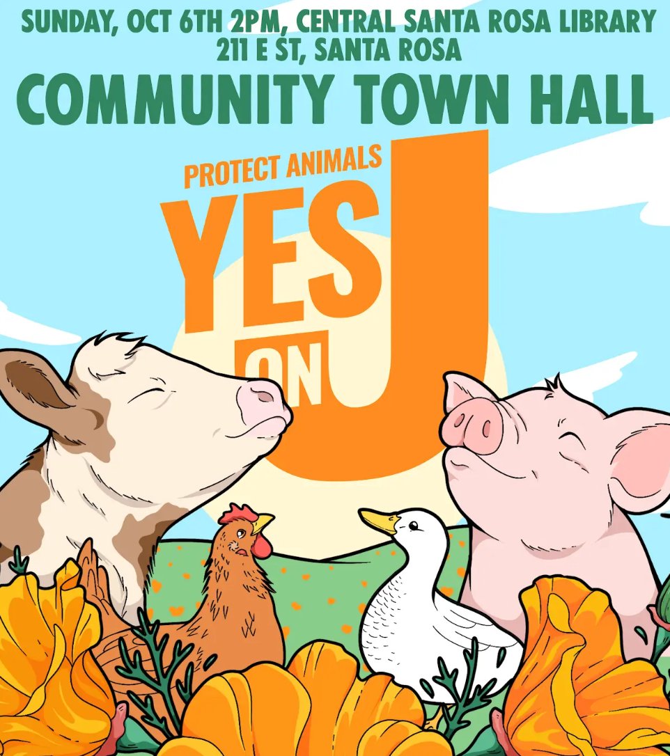 Curious about #MeasureJ? Join the #YesOnJ Community Town Hall this Sunday, Oct 6th at 2pm at the Central Santa Rosa Library (211 E Street). Ask your questions &amp; learn more! Desserts, coffee, &amp; tea will be provided.

Find out more at YesOnJ.vote/calendar.