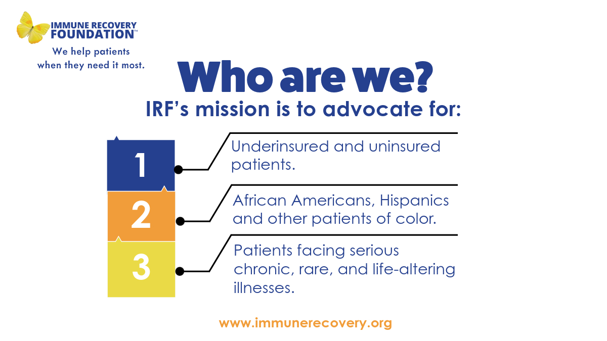 ImmuneRecovery's tweet image. ❤️Please join us to support patients who need it most: Underinsured and uninsured patients, African Americans, Hispanics, other patients of color and individuals battling serious chronic and rare illnesses. 
Learn more at: immunerecovery.org
#health #motivation #medicine