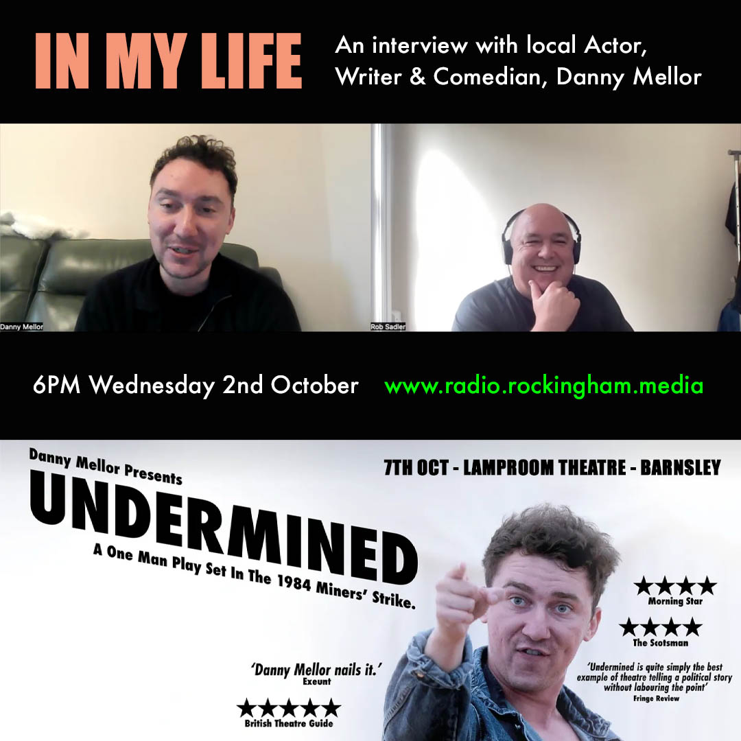 Don't miss tomorrow's interview with local Writer, Actor &amp; Comedian Danny Mellor, at 6PM!

Danny tells us all about his play 'Undermined', being performed at the Barnley Lamproom, on the 7th of October, for which you can still buy tickets:

barnsleylamproom.ticketsolve.com/ticketbooth/sh…