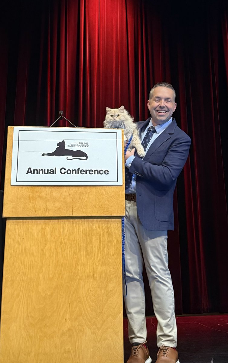 CVMResearch's tweet photo. @Jstern_DVM representing @NCStateVetMed and our Feline Health Center's #lifechangingresearch @CatVets #AAFPConference2024 this past weekend w/special guest Madame Marie Purrie. All parties united in answering the demand for more cat-specific care on both a local &amp; national scale! https://t.co/pBcZeFf3DH