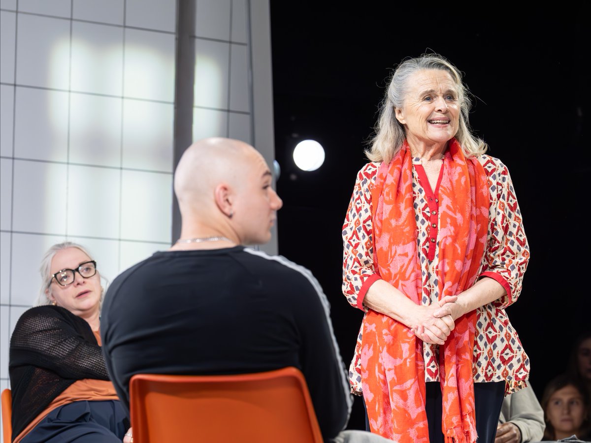 NationalTheatre's tweet photo. 'If there is a higher power, then strike me down.' 

You can now watch #PeoplePlacesAndThings on #NationalTheatreAtHome

📸  @brennerphotos https://t.co/O8L9WkfuPi
