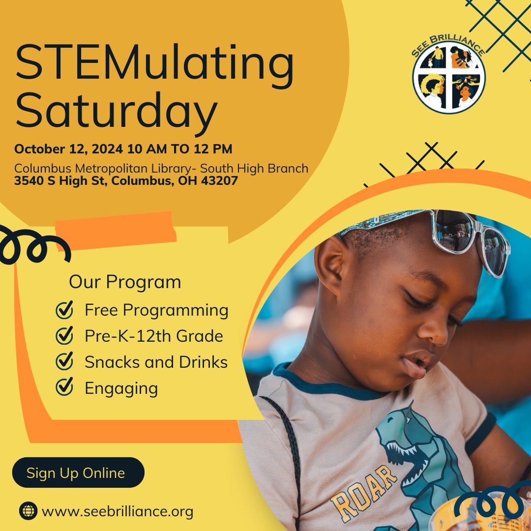 SeeBrilliance_'s tweet photo. October Opportunities: Double the STEMulating Saturdays, Fundraising Brunch, and Hiring Now! 🍂🌟 - https://t.co/WiqTN9QrBp https://t.co/5tEORVln46