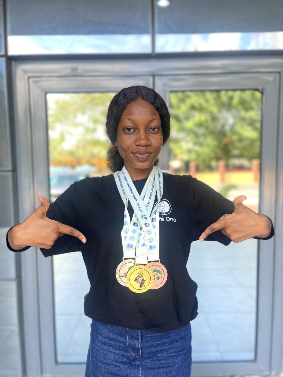 The_Real_Oma's tweet photo. Gold, silver and bronze medallist 🥇🥈🥉 at the just concluded All African University Games (FASU). 
I also w̶o̶n̶ dominated the female section of the event. 🏆

Definitely a successful tournament, if you ask me. 🤭

#fasu2024  #teamunilag https://t.co/guHsOlh2in