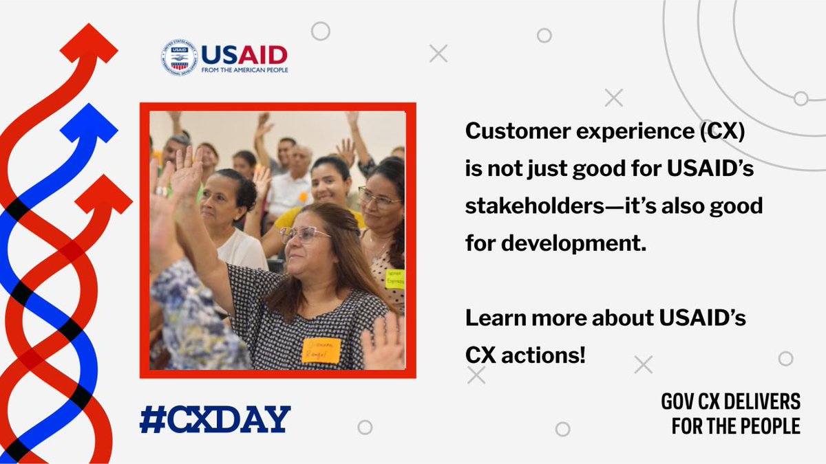 USAID's tweet image. This #CXDay, we are highlighting our work to improve partners' customer experience! A few examples are:

✔️ Annual Partnering Experience Survey
✔️ Enhancements to WorkwithUSAID.gov
✔️ Partner engagements

Read more about the work we are doing here: workwithusaid.gov/en/blog/how-us…