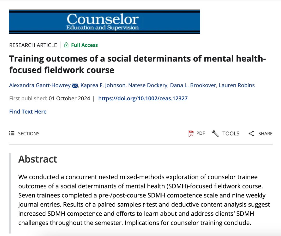 DrLaurenRobins's tweet photo. So thrilled that this study that we started in Fall 2022 is finally published. 🤩🤓 #CES #SDOH #SDMH https://t.co/5B9DKUNa2a