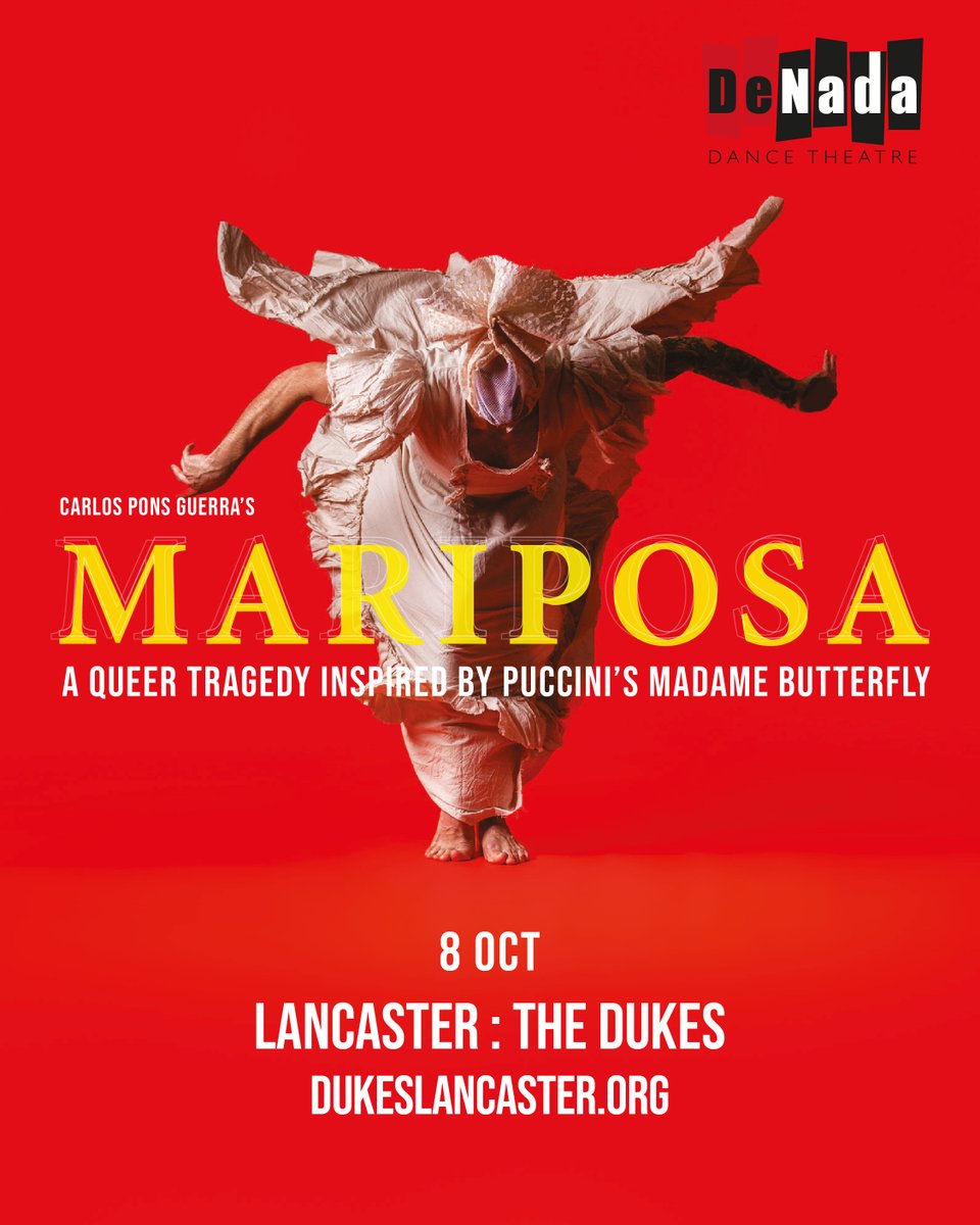 Our butterfly is about to reopen its wings! In just 7 days, #Mariposa: our Queer Tragedy Inspired by Madame Butterfly, opens <a href="/TheDukesTheatre/">The Dukes Lancaster</a>, #Lancaster. We hope our friends up north are ready for some top-class dance drama! 
Book tickets: dukeslancaster.org/whats-on/theat…