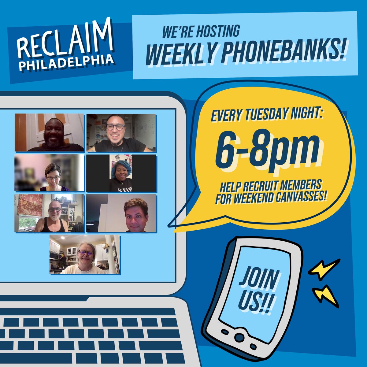 reclaimphila's tweet photo. 📱JOIN US tonight and every Tuesday evening from 6-8pm as we recruit members to join us for our weekend canvasses! Sign up here:
https://t.co/fbSG4t3z8C https://t.co/z4RDxwIE6J