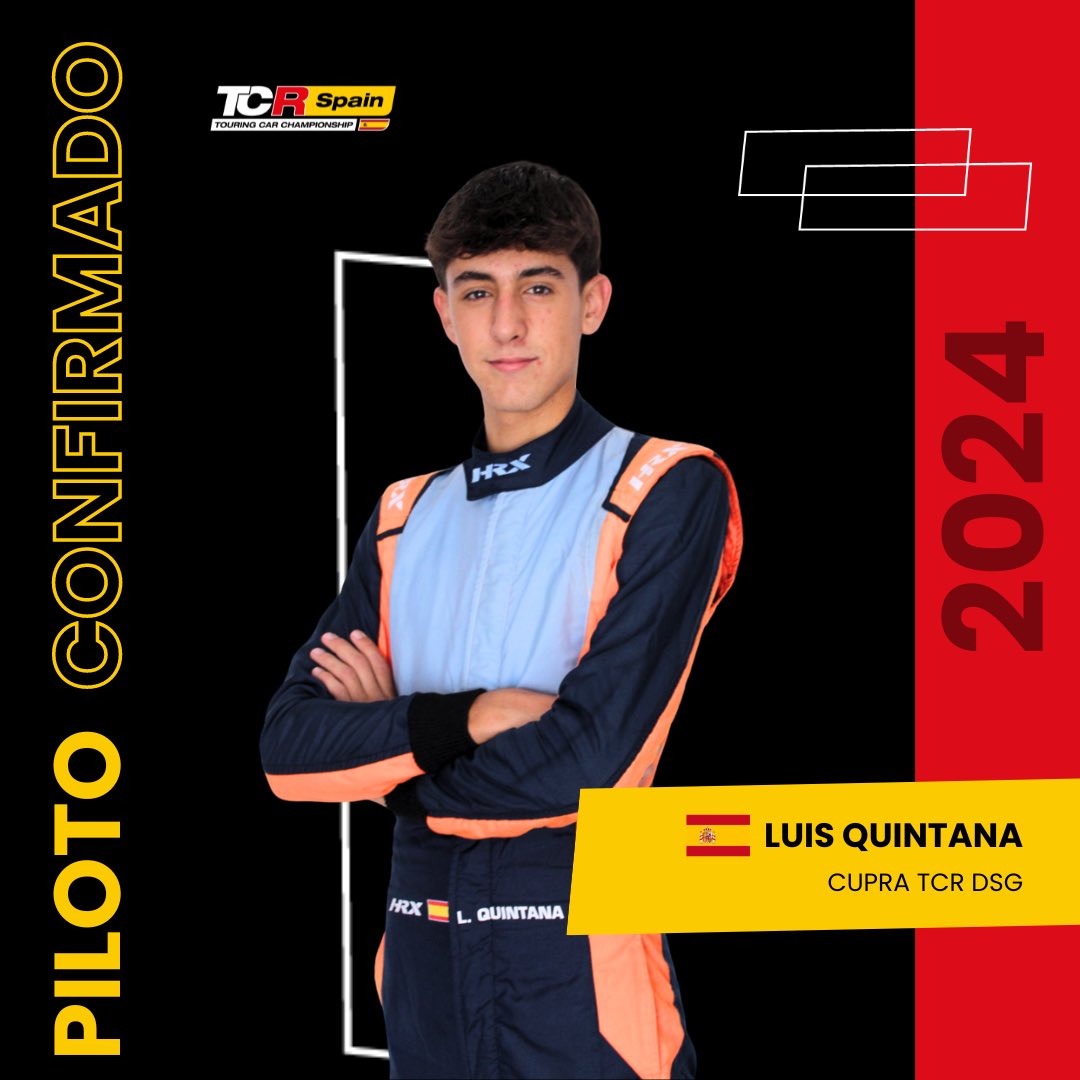 TCR Spain (@tcrspain) on Twitter photo 🟡PILOTO CONFIRMADO🔴
El joven Luis Quintana debutará este fin de semana, en la tercera cita del #TCRSpain24, a los mandos de un <a href="/CUPRA_esp/">CUPRA España</a> TCR DSG 💥
¡Bienvenido, Luis! 😎
#TCRSeries #TCR #TouringCar 🟡PILOTO CONFIRMADO🔴
El joven Luis Quintana debutará este fin de semana, en la tercera cita del #TCRSpain24, a los mandos de un <a href="/CUPRA_esp/">CUPRA España</a> TCR DSG 💥
¡Bienvenido, Luis! 😎
#TCRSeries #TCR #TouringCar