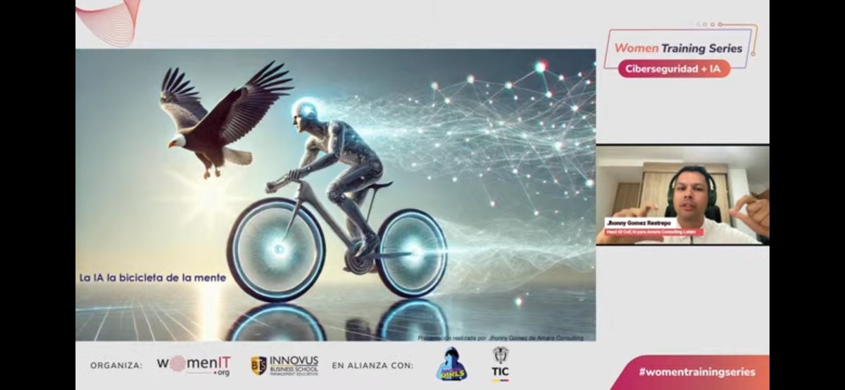 GobDigitalCO's tweet photo. ¡Es momento de adoptar la #IA Generativa como un amplificador de capacidades! En nuestro #MasterClass explicaron cómo esta herramienta puede potenciar tu vida laboral y encontrar soluciones prácticas que optimicen e impulsen la innovación.
#WomenTrainingSeries #HackerGirls https://t.co/W9fIkoM2If