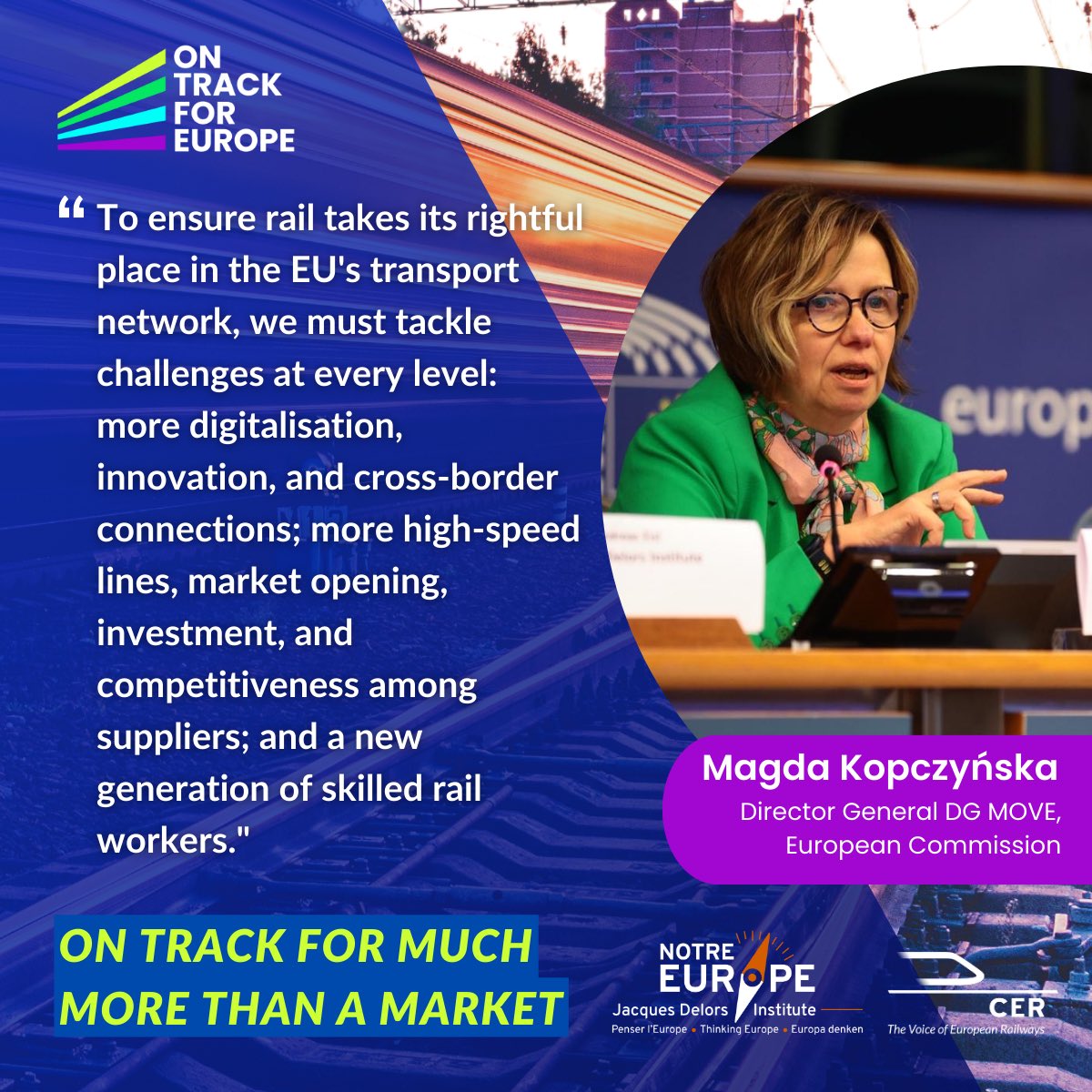 CER_railways's tweet image. Director-General for Mobility and Transport @MagdaKopczynska about the challenges the rail sector should address👇

#OnTrackForEurope #EUTransport