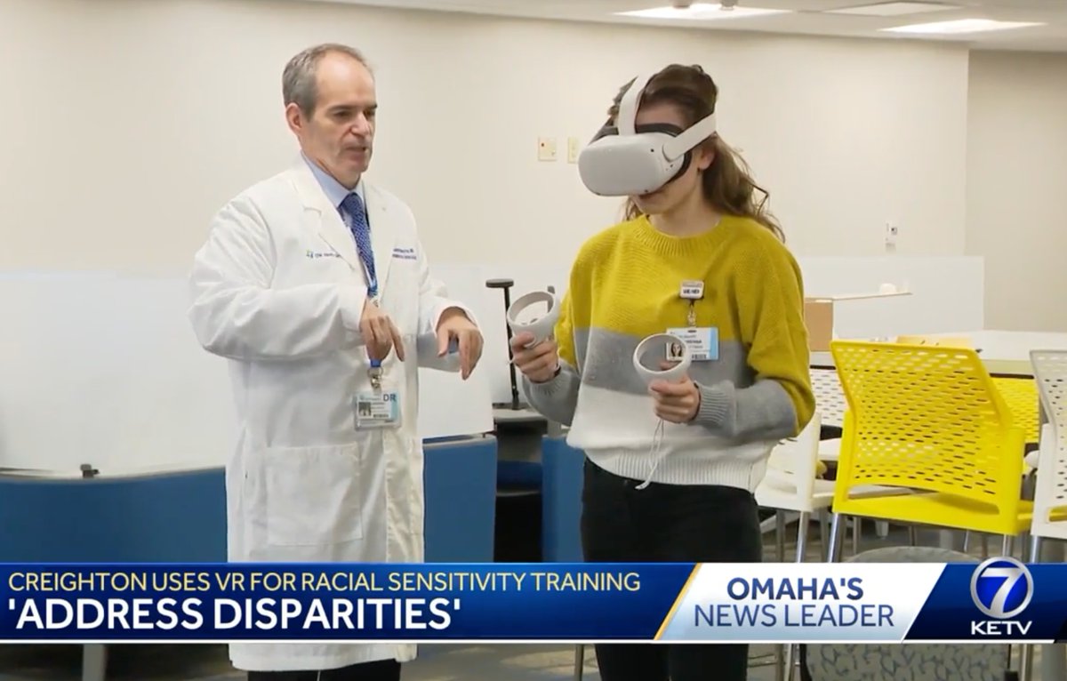 Joseph Maurice, MD, professor and chair in the Department of Obstetrics and Gynecology and Julia Laforce, second-year medical student, spoke with KETV about their research project that uses virtual reality to enhance racial sensitivity in medical training.
ketv.com/article/omaha-…