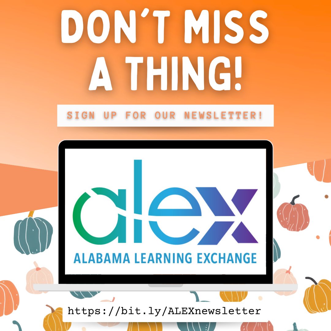TeachwithALEX's tweet image. Check your inbox for the October ALEX newsletter! 📬 Haven&apos;t signed up for our newsletter yet? Sign up now to stay up-to-date on all things ALEX ➡️ bit.ly/ALEXnewsletter and check out our newsletter archive here ➡️bit.ly/ALEXarchive!  #TeachWithALEX #ALSDEEdTech