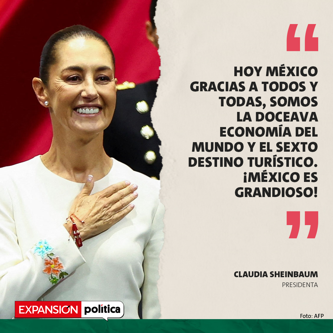ExpansionMx's tweet photo. 🇲🇽👉 En su primer discurso, que se extendió por aproximadamente una hora, la primera Presidenta de México, Claudia Sheinbaum, hizo un llamado contundente: pidió que se le llame “Presidenta” con “A”, porque, solo lo que se nombra, existe”.

Con voz firme y llena de convicción, la Presidenta también aseguró que gobernará para todos y todas, prometiendo poner hasta su propia vida al servicio del pueblo y de la patria.
