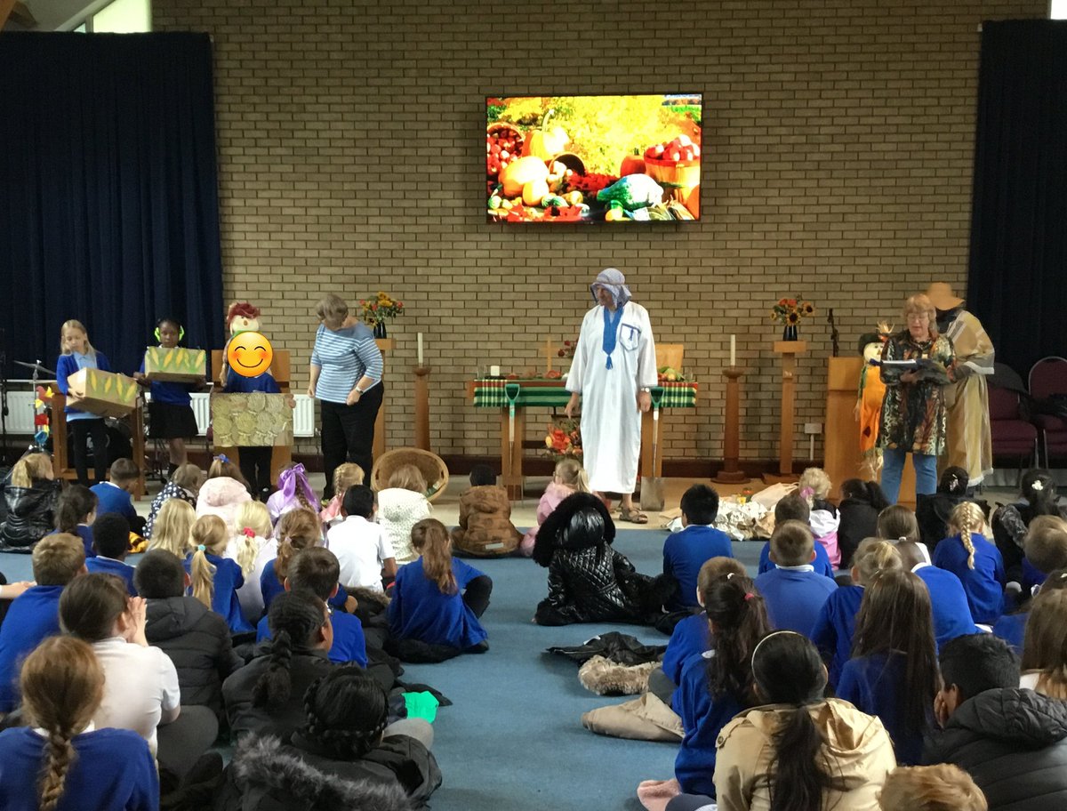 HazelwoodAc's tweet photo. Hazelwood took part in a beautiful harvest celebration at the church this week! I think we will be singing conkers all week, maybe even all term 🎶 What a fantastic act of generosity ❤ #harvest @LiftSchools https://t.co/SkPMt55pkx