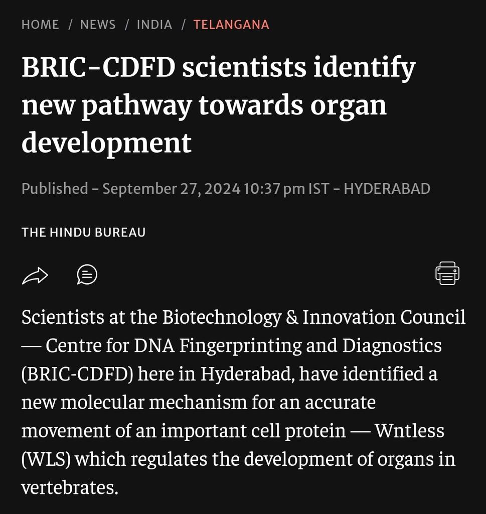MS Lab (@lcdcscdfd) on Twitter photo The recent study from the lab about EYA proteins making way for Wntless trafficking is now covered by <a href="/the_hindu/">The Hindu</a>
<a href="/TheHinduScience/">The Hindu Science</a> <a href="/Dev_Cell/">Developmental Cell</a> <a href="/ReshiHilal503/">Hilal Reshi</a> @DBT_CDFD <a href="/DBTIndia/">Department of Biotechnology</a>
thehindu.com/news/national/… The recent study from the lab about EYA proteins making way for Wntless trafficking is now covered by <a href="/the_hindu/">The Hindu</a>
<a href="/TheHinduScience/">The Hindu Science</a> <a href="/Dev_Cell/">Developmental Cell</a> <a href="/ReshiHilal503/">Hilal Reshi</a> @DBT_CDFD <a href="/DBTIndia/">Department of Biotechnology</a>
thehindu.com/news/national/…