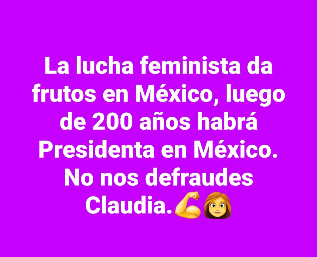 bufy_hap's tweet photo. Estaremos atentas a tu gobierno, esperamos que sea el tiempo de las mujeres. https://t.co/WkngDuOOdu