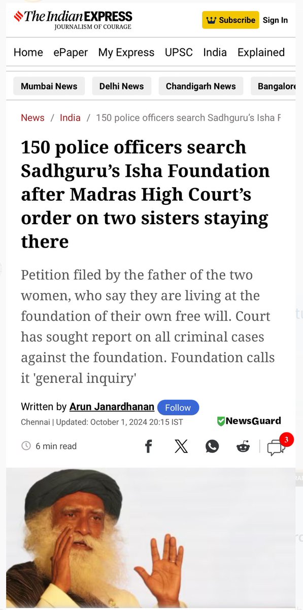 Ksareen30's tweet photo. 150 police officers are sent to the @ishafoundation for two adult sisters who chose the path of brahmacharya years ago. This case was settled back in 2016-2017 but for some strange reason brought up again. When the Kolkata Gang Rape happened recently (which is still unsolved), when rapes are happening everyday in this country, the police is absent and the high courts are in silence. What a joke of a judiciary system, what clowns are in power? 🤡
