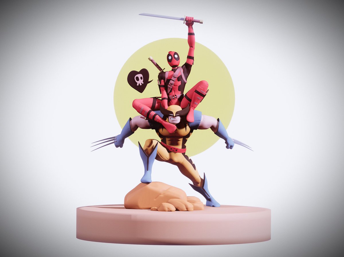 napoleonsenturk's tweet photo. Another 3D sculpt on Nomad Sculpt, this time based on @mikemaihack ‘s superb Deadpool &amp; Wolverine artwork🔥 https://t.co/1CKUOXpXiX