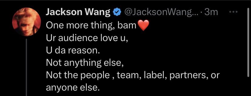 The fact that Jackson came online to post this and reassure Bambam it’s okay to be selfish and put yourself is so sweet of him and couldn’t agree more. So glad Bambam has the boys to remind him of this. They really are family who have each others back! 🥺