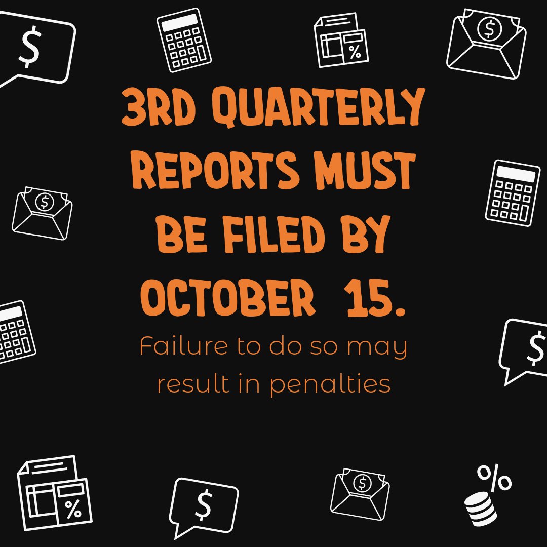 illinoissbe's tweet image. It&apos;s that time again - 3rd quarterly reports are due by October 15. Make sure to file on time to stay compliant. #FilingDeadline #NoPenalties 🗂️