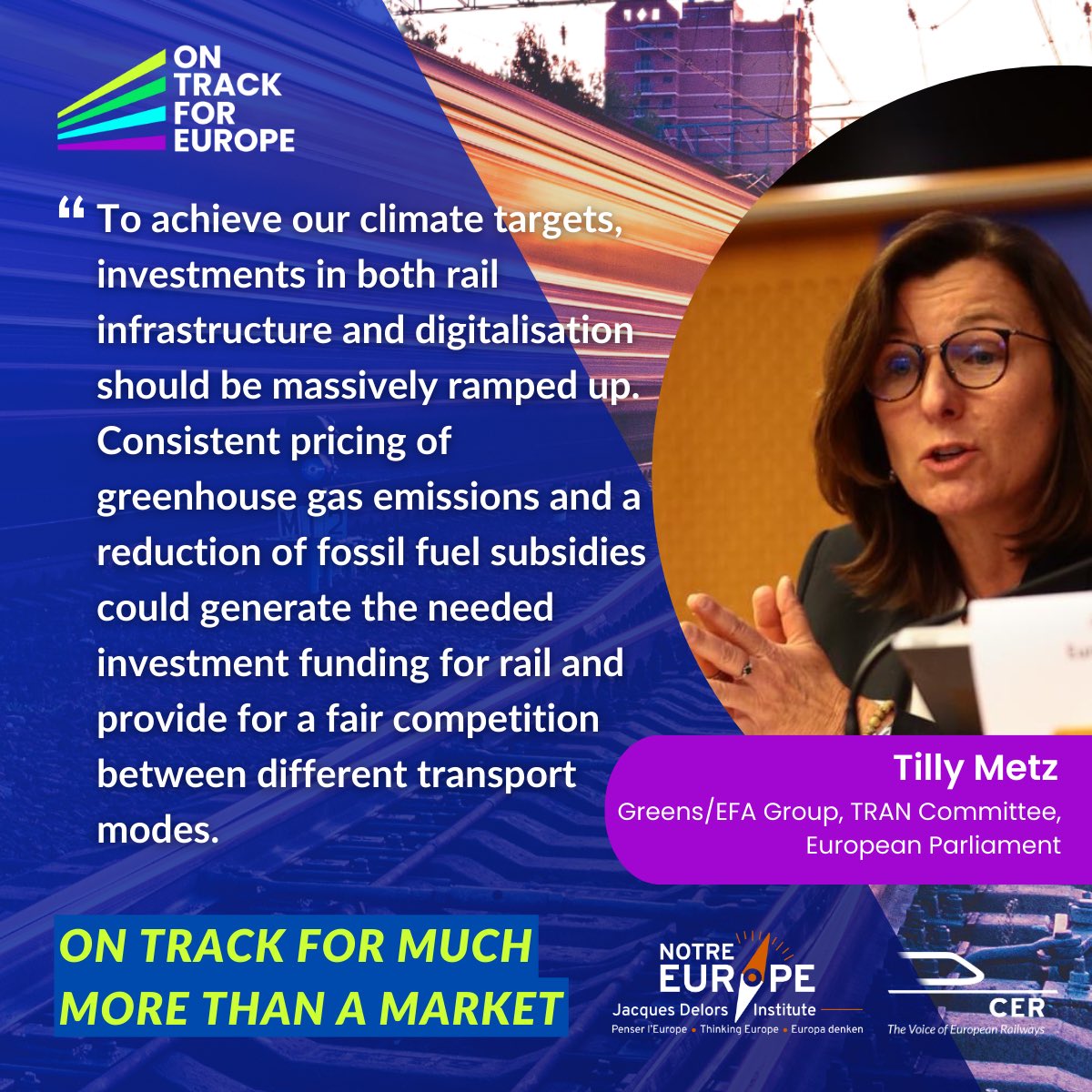 CER_railways's tweet image. MEP @MetzTilly @GreensEFA speaking about the importance of investments in infrastructure and digitalisation to achieve EU's climate targets👇

#OnTrackForEurope #EUTransport