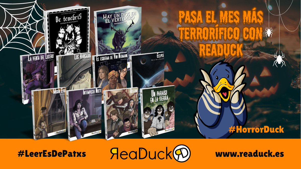 readuck's tweet image. Llega el #HorrorDuck el mes del #misterio y el #terror a ReaDuck🦆🦇🎃

Somos fans de pasar #miedo échale un ojo a nuestro catálogo👀

readuck.es

#OtoñoHasCome #Halloween #Halloween2024 #Novela #Libros #QuéLeer #LibrosRecomendados @Criadordelibro