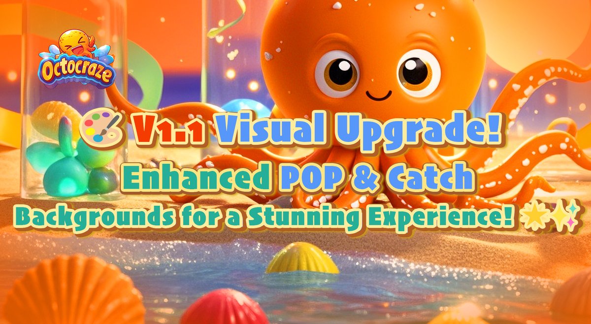 Octocraze's tweet photo. ✨ Visual Overhaul! We’ve optimized the POP and Catch backgrounds for a better visual experience. 🎨👀

💥 Dive back in and experience the upgrade!
🔗 Try it now: https://t.co/a9EgsIvk8h

#VisualUpdate #GameFi #Octocraze #PlayToEarn #GameUpdate https://t.co/zeGJrN2c6e