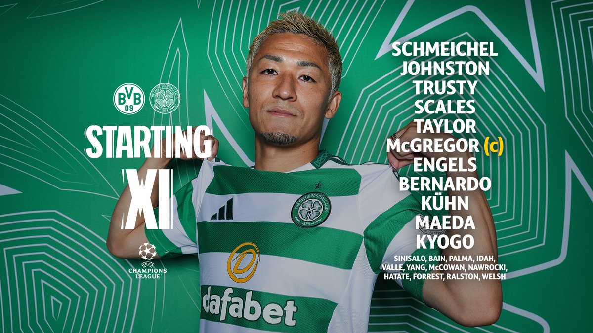 Team News from Germany 🇩🇪 📋 
 
Here's how the Green and White line up! 
 
#DortmundCeltic | #UCL | #CelticFC🍀