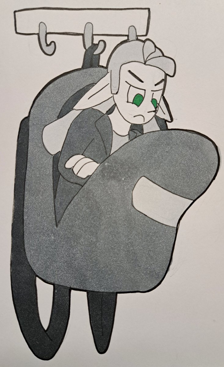 misbehaving backpack gnomes get put on the naughty hook

#inktober2024 #inktober #backpack