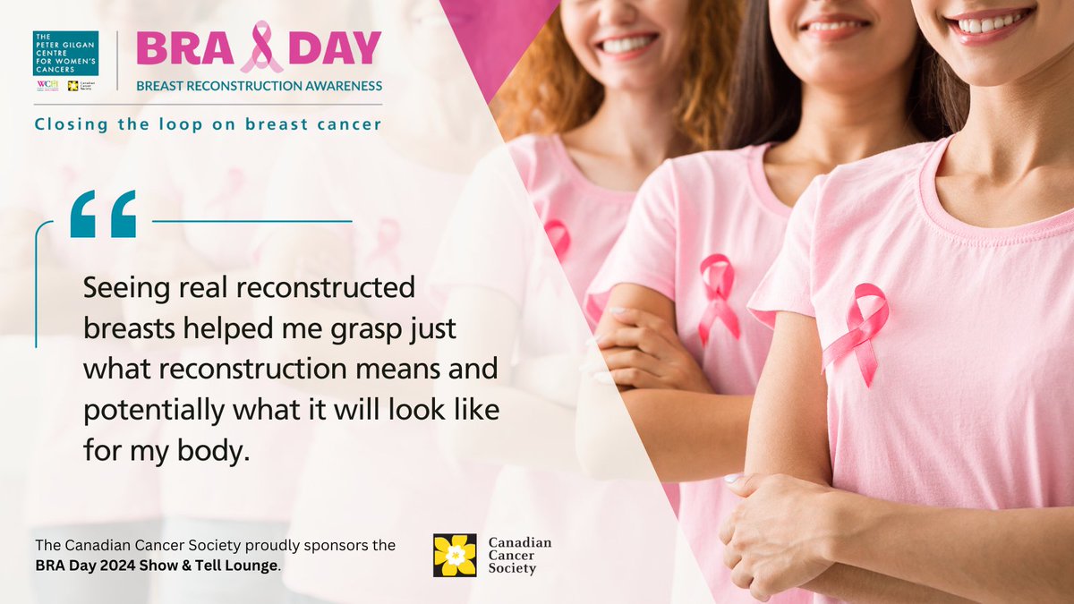 Are you curious about post-mastectomy #BreastReconstruction? Join us at #BRADay’s signature Show &amp; Tell Lounge, sponsored by <a href="/cancersociety/">Canadian Cancer Society</a>. Our patient volunteers will be happy to share their experiences and results with you! Register now for free ➡️ braday24.eventbrite.ca