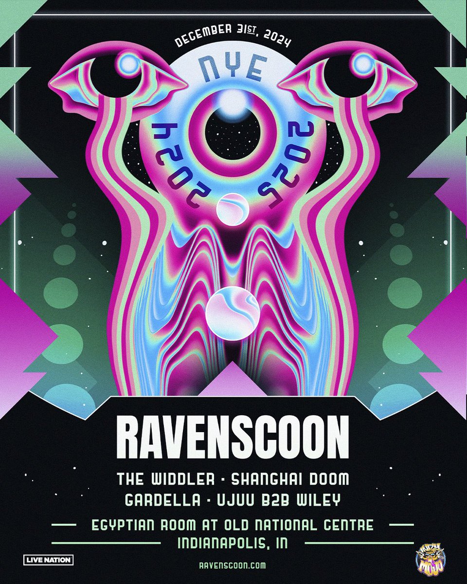 RAVENSCOON's tweet photo. RAVENSCOON PRESENTS: NYE MELTDOWN

i’m BEYONDDDDD excited to announce my first ever curated NYE event at The Egyptian Room in Indianapolis, IN 

I’m going all out on production, an extended 2 hour set, a handpicked lineup, and a MASSIVE PK Sound rig

We also fought tooth & nail to get ticket prices as affordable as possible. Me and my team understand that times aren’t easy and are going the extra mile to make sure everyone is included. We also are working to get discounted hotel codes for our travelers :) 

A secret password will be sent out on Thursday for anyone signed up that gives you 1st access to tickets & limited VIP packages - and public on sale will be Friday

i can’t wait to bring in the new year together 🖤🫶🏻