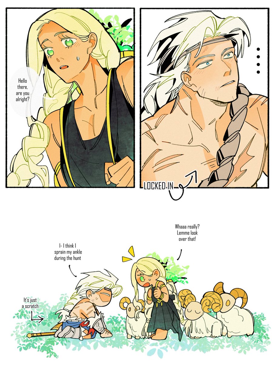 pre-Godhood, first meeting. 
Marika was just a shrine maiden, Godfrey was just a bear hunter 🐻 