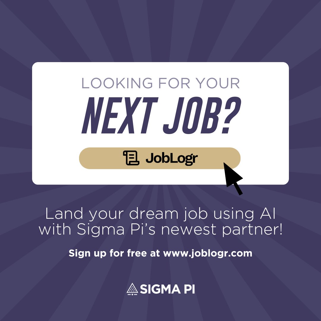 SigmaPi's tweet photo. Sigma Pi has partnered with JobLogr to offer members exclusive access to an AI-powered job search platform, co-founded by brother Gregg Kauffman (Cal State Fullerton '93). Visit https://t.co/cRNRZ8cPNm to get started!
#SigmaPi #JobLogr #CareerDevelopment https://t.co/8REeH8DglG