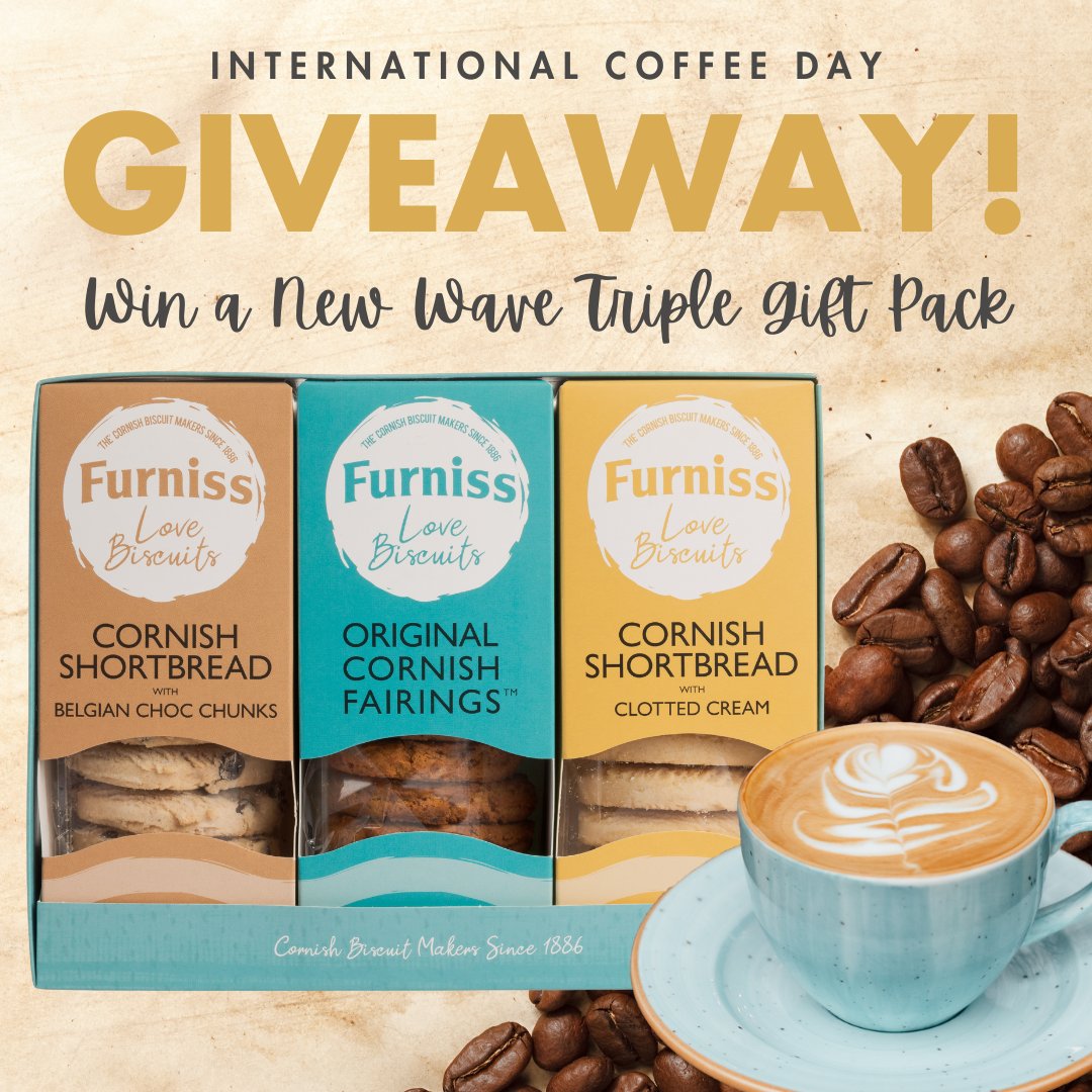 #GIVEAWAY 📣🍪☕️⁠
⁠
Today is International Coffee Day, so we are giving away one of our New Wave Triple Gift Packs! To enter:⁠ ☕️ FOLLOW us, REPOST this &amp; TAG a friend.

Ends midnight 10th October, open to UK residents. Good luck! #competition #cornwall

⁠
⁠