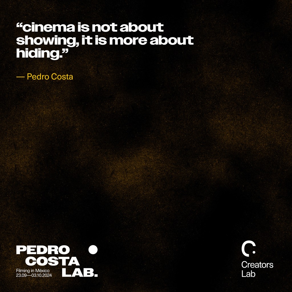 playlabfilms's tweet photo. Lessons from Pedro Costa that will stick with us forever... Here are some memorable quotes from the inspiring conversations and activities at #CreatorsLab2024 💛 #CreatorsLab #PlaylabFilms #PedroCosta #PedroCostaLabInMexico #Filmmakers #CreativeDirectors #FilmingInYucatan https://t.co/YSEQHaJo0F