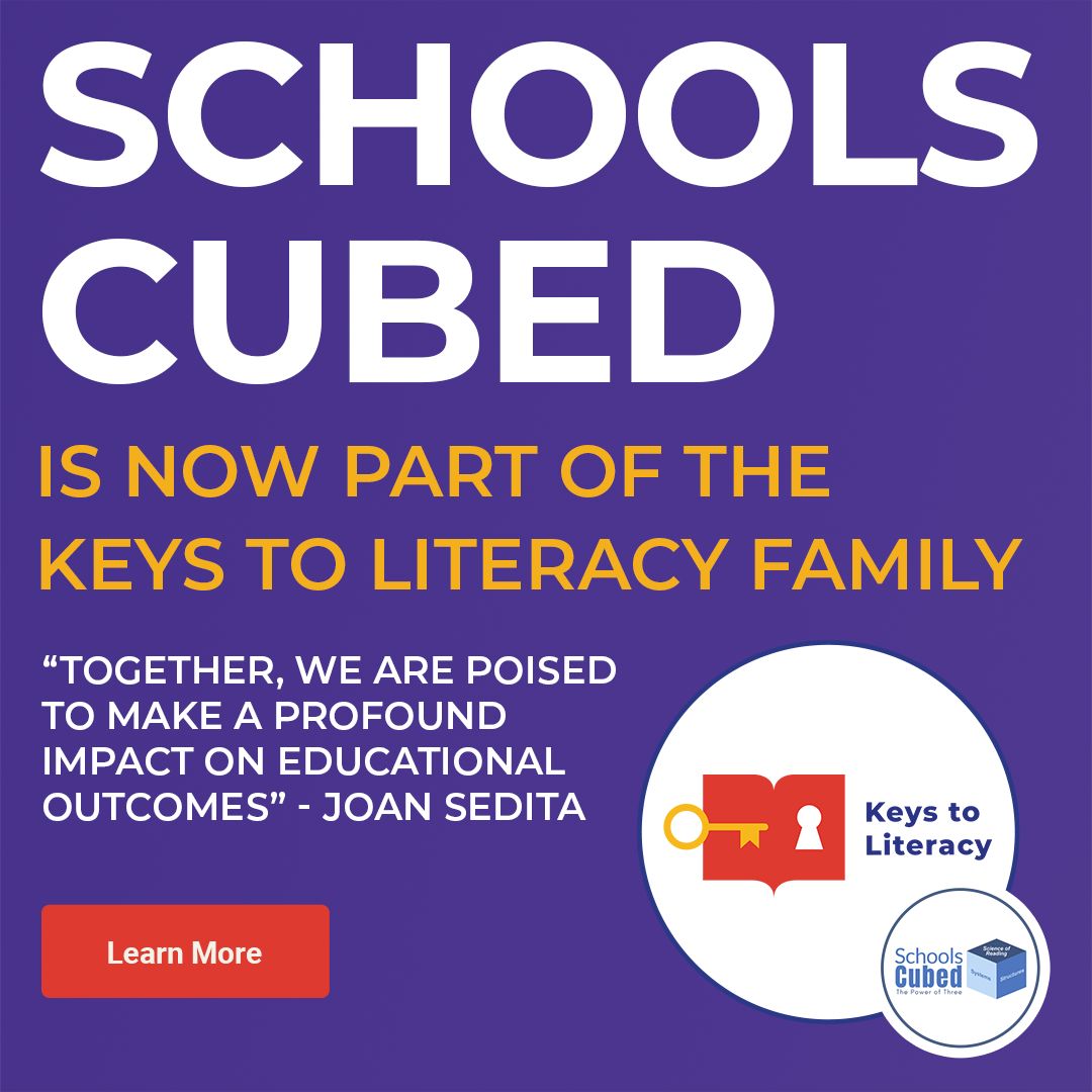KeystoLiteracy's tweet photo. Keys to Literacy is excited to announce our merger with Schools Cubed, a respected leader in literacy leadership consulting. 

https://t.co/pDb3VQU84E  

#scienceofreading #keystoliteracy #literacypd #literacyprofessionaldevelopment https://t.co/SzeXSgydKd