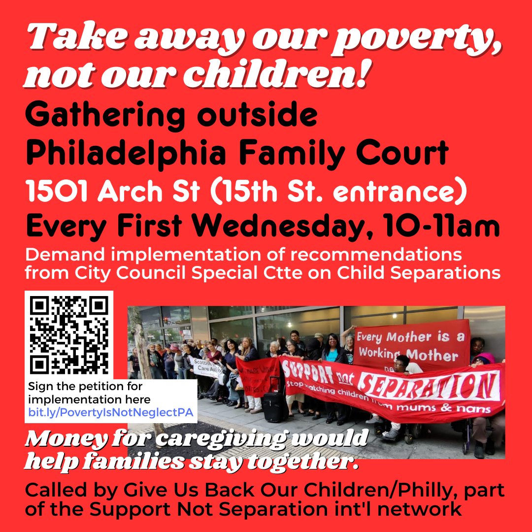 womenstrike_us's tweet photo. Monthly #SupportNotSeparation gathering outside Family Court in Philly TOMORROW 10-11am. Stop the cruel separation of children from their mothers, open family court, no removing children from domestic violence survivors, drug use is not child abuse! #PovertyisNotNeglect https://t.co/dprWkr0ABV