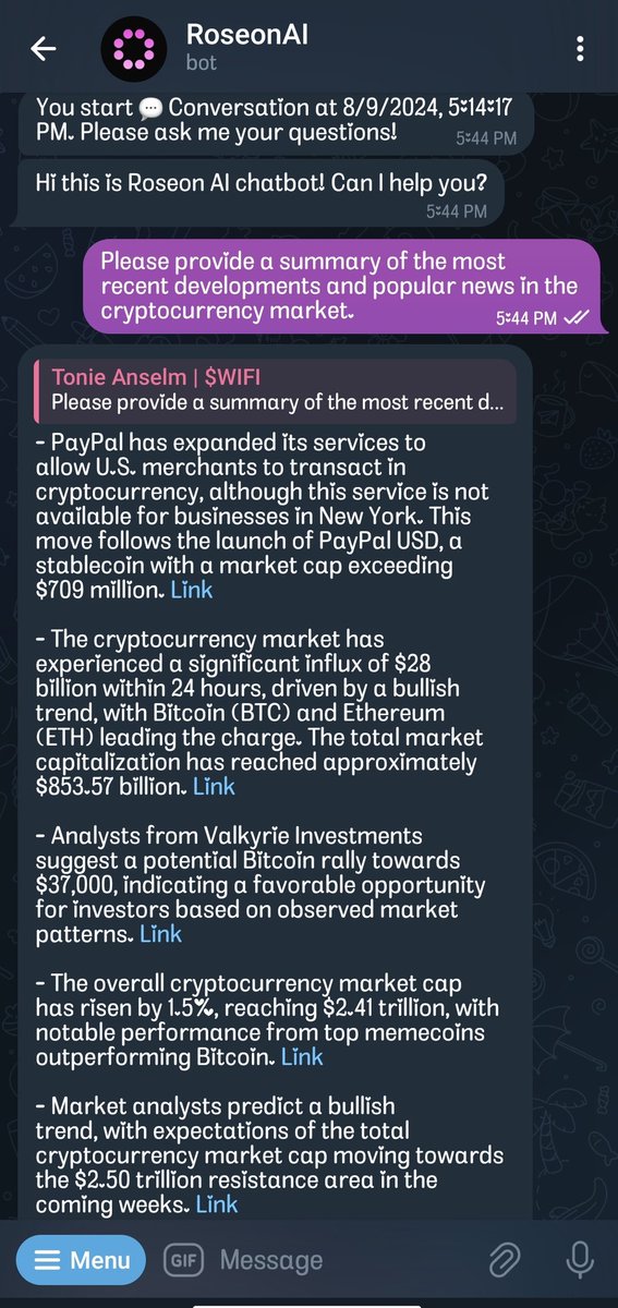 TonieAnselm's tweet photo. I used to spend hours scanning crypto news, but those days are behind me!
#RoseonAI Bot now does the heavy lifting, keeping me informed and up-to-date. Huge time-saver!
Check it out ๐ https://t.co/CgVARcoUYg
#AI #Roseon $ROSX #Telegram https://t.co/UCRTbMxaxs