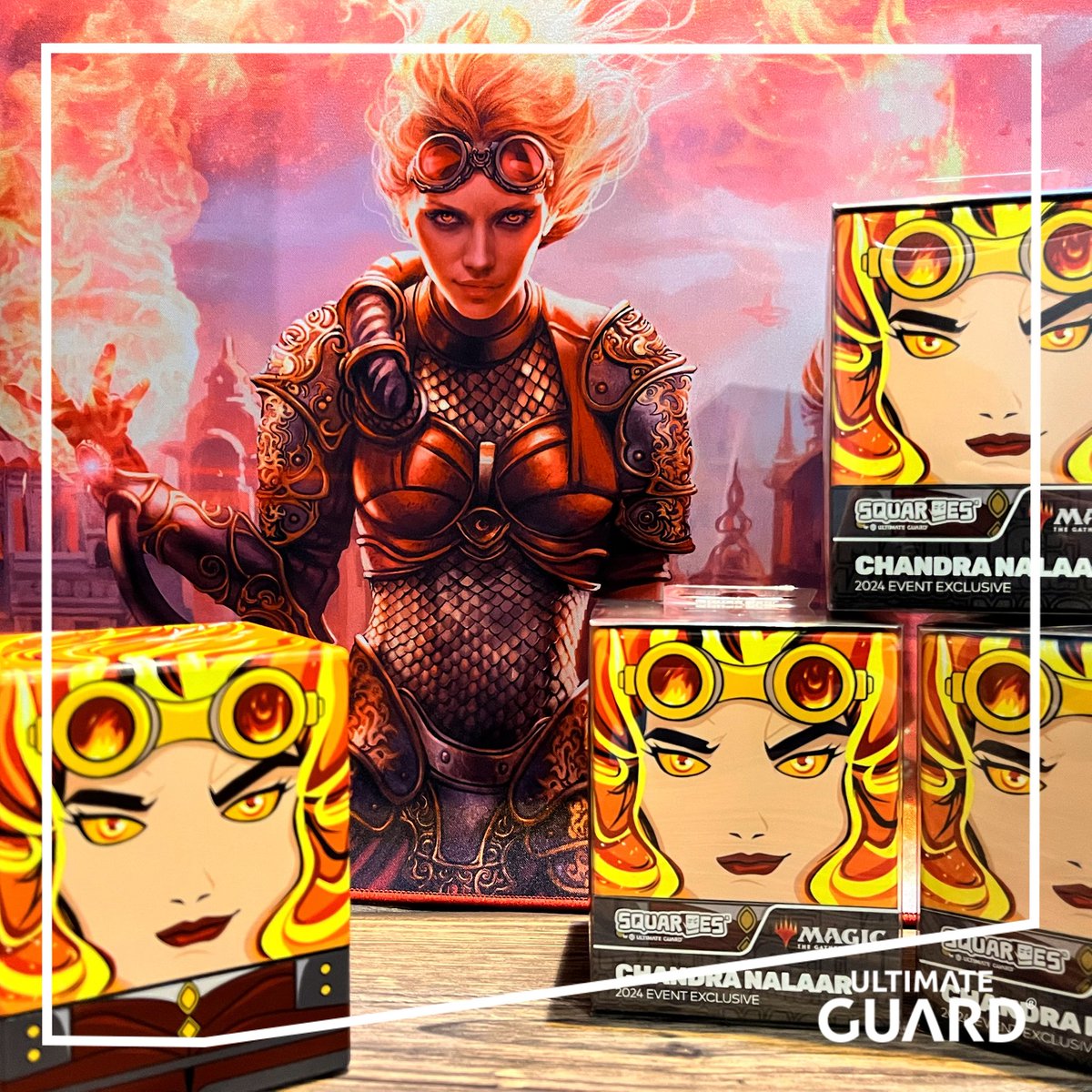 UltimateGuard's tweet image. #SPIEL24 is heating up with our limited-edition event exclusives: the Chandra Squaroe and Chandra, Torch of Defiance #Playmat! 🔥🔥

Swing by our booth in Hall 1 @SPIEL_Messe and grab your Chandra accessories while they last! 🚨
